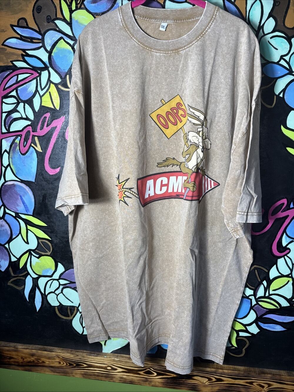 Wylie Coyote Acme Oops Graphic Tee, Brown, 5XL